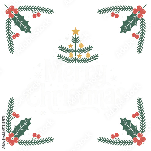 christmas background with holly