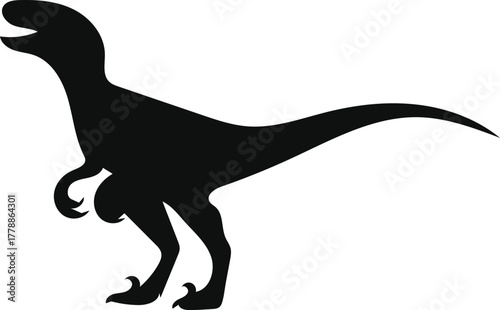 Dinosaur silhouette vector icon ancient raptor creature