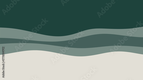 Abstract illustration featuring wavy layers in shades of green and cream color palette design