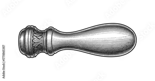 Ornate black and white handle with engraved details