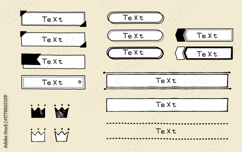 手で描いた素朴なバナーのセット。