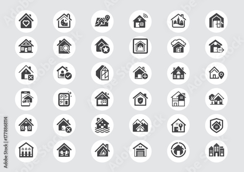 house home real estate property icon set