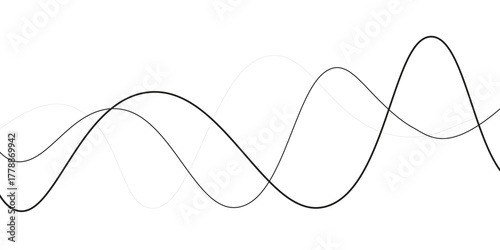 Thin line wavy abstract vector background. Curve wave seamless pattern. Line art striped graphic template.