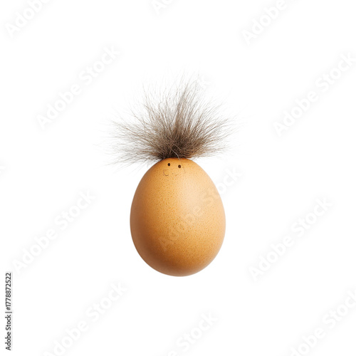 An egg with a wig