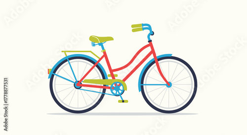 Illustration of a vintage-style bicycle with vibrant colors ideal for design projects and