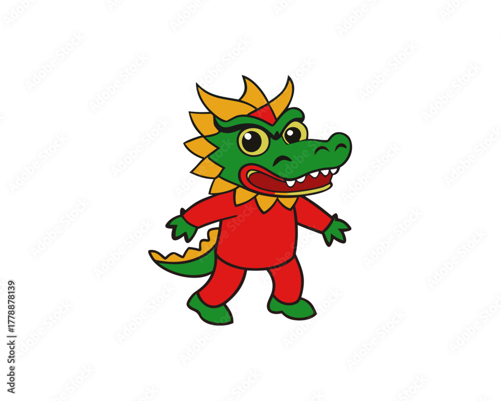 Fototapeta premium Dragon dance vector illustration isolated on white background
