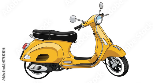 Stylish yellow vintage scooter illustration isolated on white background transport