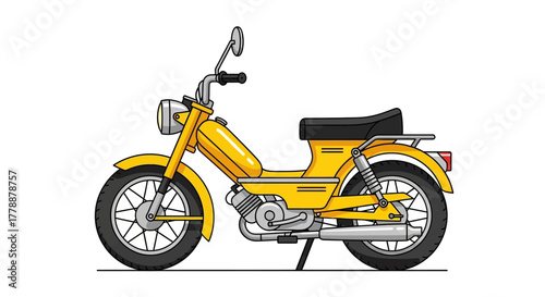 Vintage yellow moped vector illustration perfect for retro themed projects and designs creating a