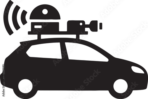 Illustration of self driving car with sensor

