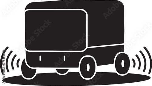 Illustration of autonomous delivery robot with sensor waves eps
