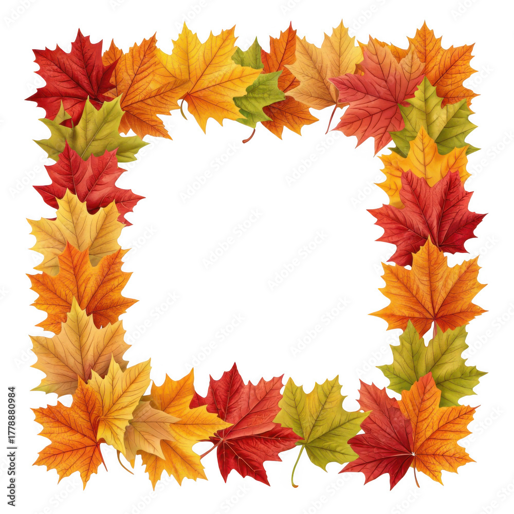Fototapeta premium 3d autumn maple leaf frame isolated on transparent background