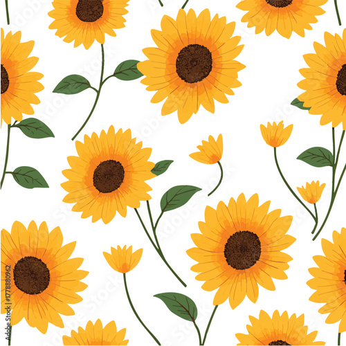 beautiful sunflower watercolor background spring colorful seamless pattern