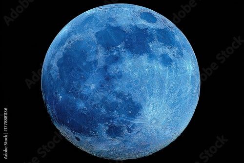 Abstract Blue Sphere with White Speckles on Black Background