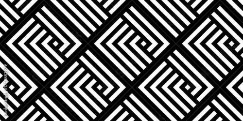 Modern abstract square line seamless pattern background. Seamless vintage design for banner and fabric geometric art. Minimal line Seamless geometric pattern with shapes. Decoration and maze ornament.