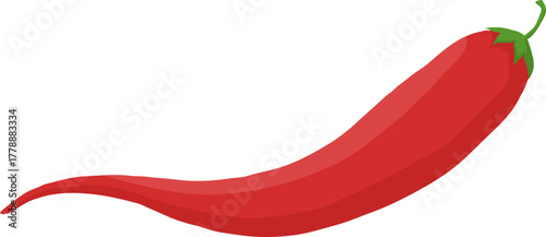 Vibrant Red Chili Pepper Vector Illustration. Spicy Food Ingredient, Hot Seasoning Element. Isolated on White Background.