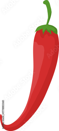 Vibrant Red Chili Pepper Illustration. Hot and Spicy Vegetable Vector Art on White Background for Culinary Design.