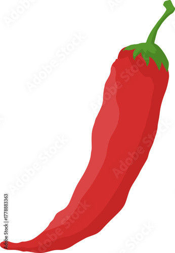 Vibrant Red Chili Pepper Illustration Isolated on White Background - Spicy Vegetable Graphic Element