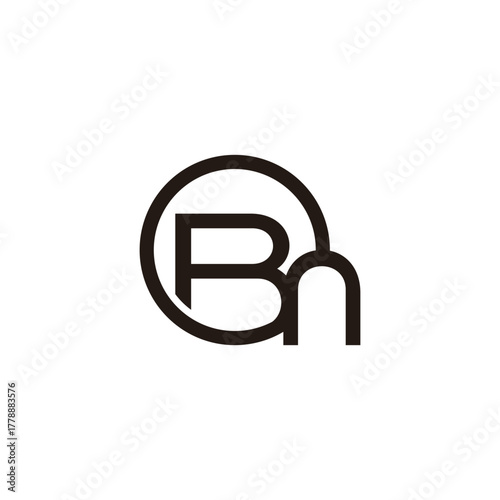 letter bn simple linked circle geometric loop logo vector