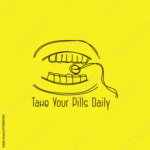 take your pills daily sketch illustration symbol vector