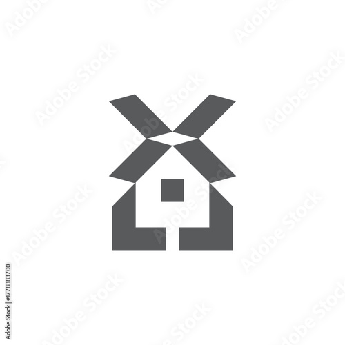 letter x home windmill simple geometric logo vector