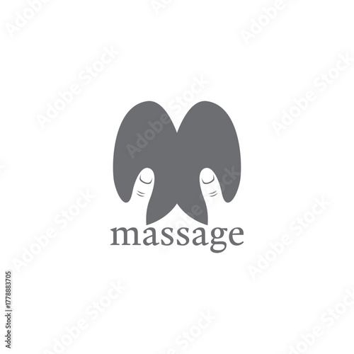 letter m massage body hand thumb logo vector