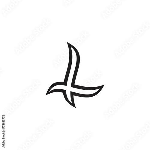 letter l outline simple curves uppercase logo vector