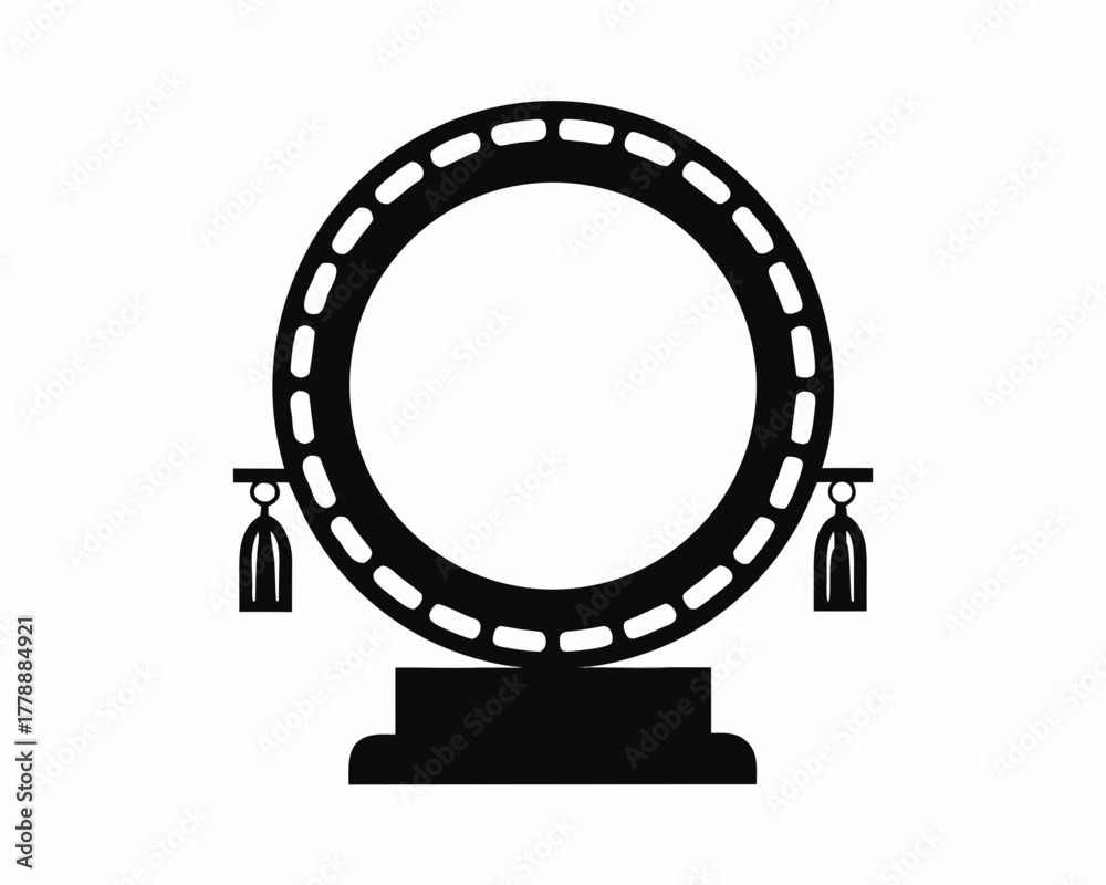 Fototapeta premium Circular Chinese ornament frame icon silhouette vector illustration isolated on white background