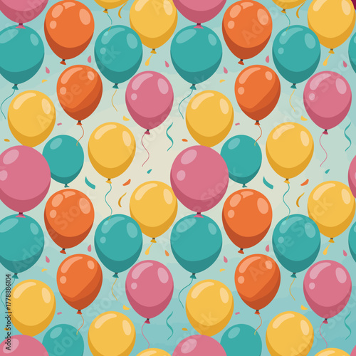 This illustration features a cheerful array of colorful balloons, symbolizing celebration and joy. The lively colors and festive elements bring a party atmosphere to life.