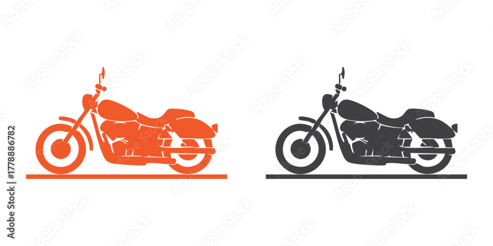 Obraz premium Motorcycle & Bike Types Icons – Sport, Cruiser, Scooter, Classic Vector 