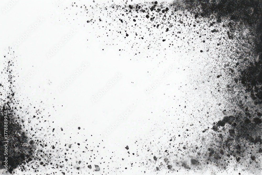 Obraz premium Abstract Black Glitter Against White Background Creating Textured Border Effect