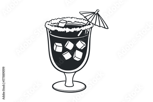 Glass of iced beverage with festive garnish