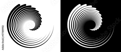 Wallpaper Mural Abstract rotated lines in circle form as background. Design element for prints, logo, sign, symbol and icon. A black figure on a white background and an equally white figure on the black side. Torontodigital.ca
