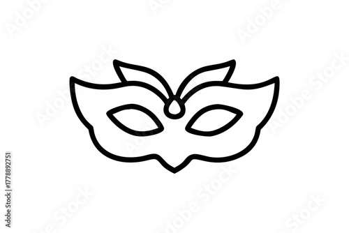 Simple black line drawing of a masquerade mask