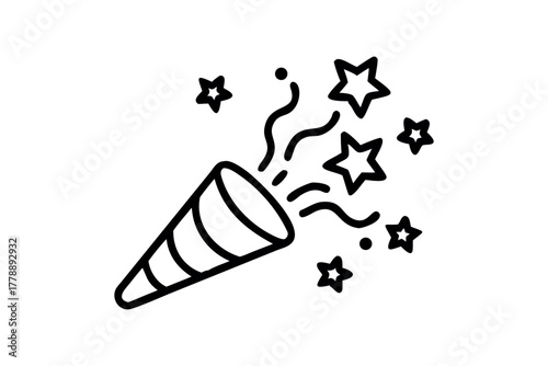 Party Popper Releasing Stars and Confetti