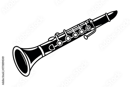 Black Clarinet Isolated on White Background