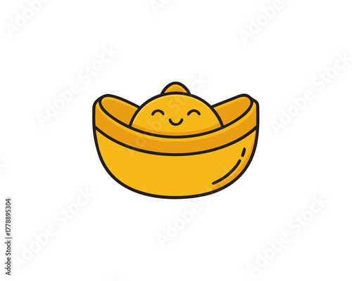 Chinese sycee ingot vector illustration isolated on white background