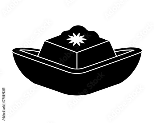 Chinese sycee ingot silhouette vector illustration isolated on white background