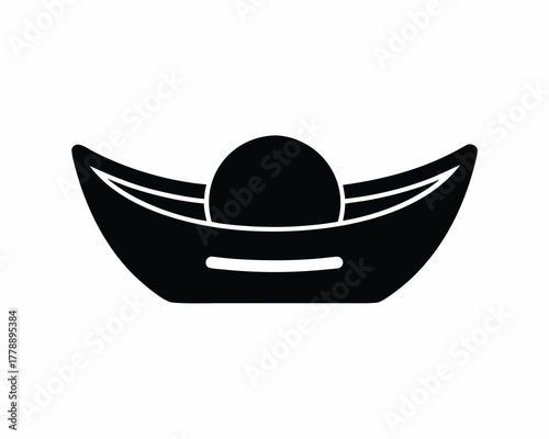Chinese sycee ingot  icon silhouette vector illustration isolated on white background