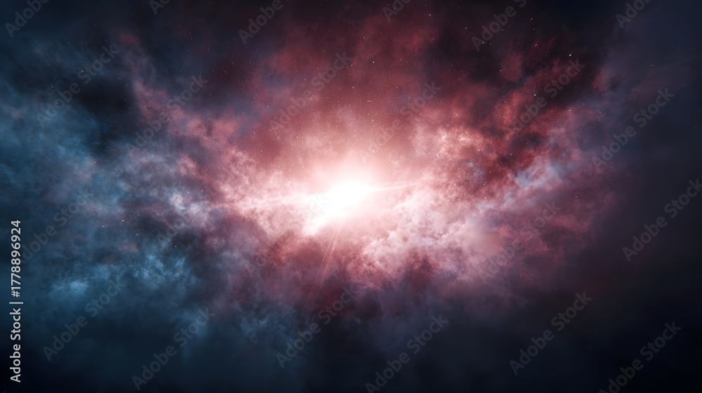 Fototapeta premium A bright luminous core within a colorful cosmic nebula radiating intense light and energy