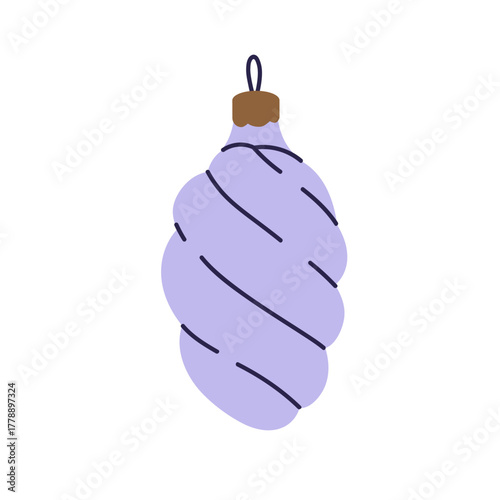 Vintage Christmas bauble, ornament with swirling twisted design. Retro-style ...