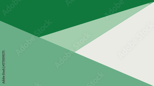 Abstract geometric design featuring shades of green and white in overlapping triangular shapes