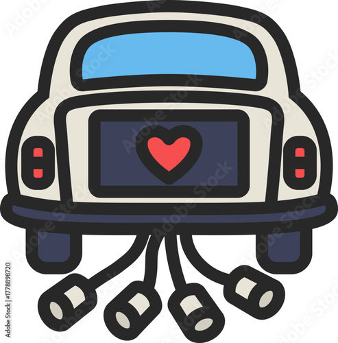 Just Married Car Filled Line Icon