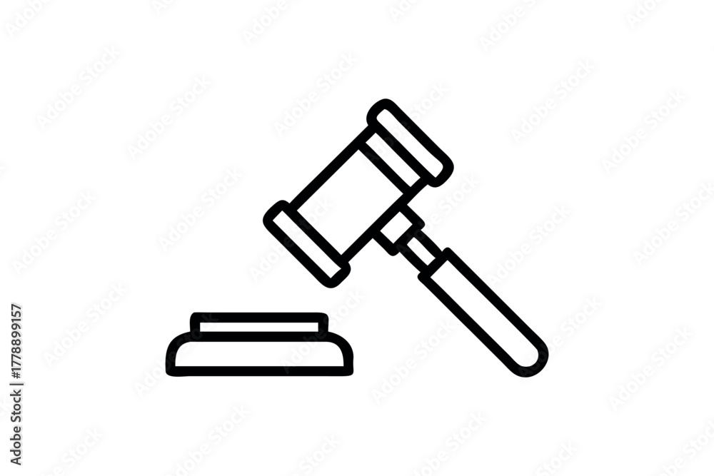 Naklejka premium Lawyer Gavel and Sounding Block Icon