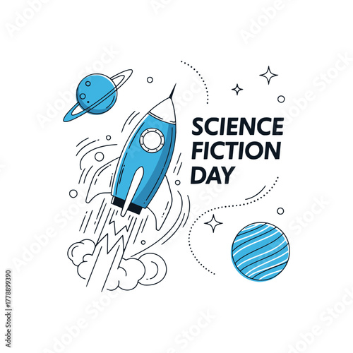 world fiction day banner design. science fiction vector concept