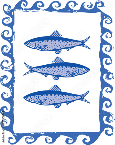 sardines fish seafood lobster European cute motifs checker euro Trending t-shirt design Slogan Logo Graphic Vector Tee shirt fruit apparel print Mediterranean style vector orange waves vintage cafe 