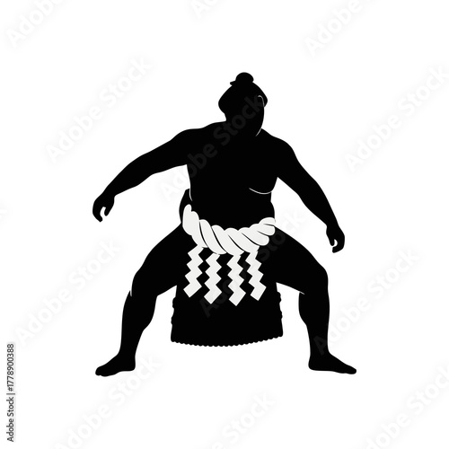 vector silhouette of a sumo wrestler isolated with white background