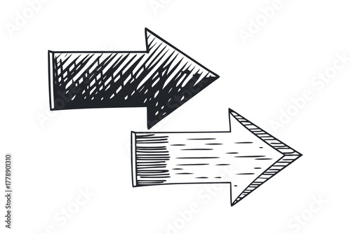 Two Hand Drawn Arrows Pointing Right