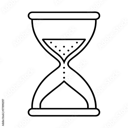 A simple outline illustration of an hourglass measuring time passing