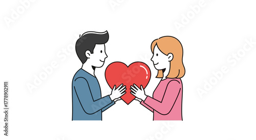 Couple sharing love, illustration, perfect for valentine's day or love themed graphics, simple,