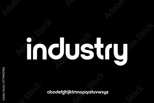 Modern bold lowercase alphabet font named Industry for typography design.